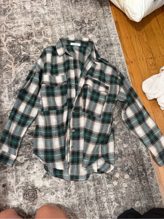 12th Tribe Tops - 12th Tribe Green and White Plaid Button-Up Shirt